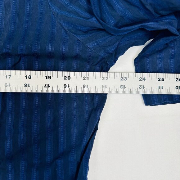 Faconnable Women's Sz M‎ Dress Striped Button-Up Shirt 3/4 Sleeves Blue - Picture 5 of 7